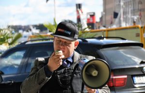 Rasmus Paludan leading a demonstration
